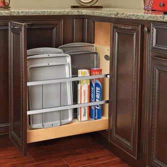 Smoky-Grey Assembled Base Cabinet 1 Door Full-Height 9" Wide (Tray Base)