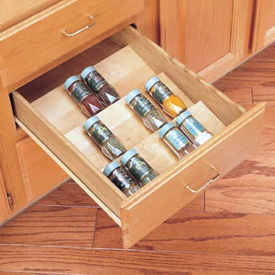 Trimmable Wood Spice Drawer Insert (3" to 22")