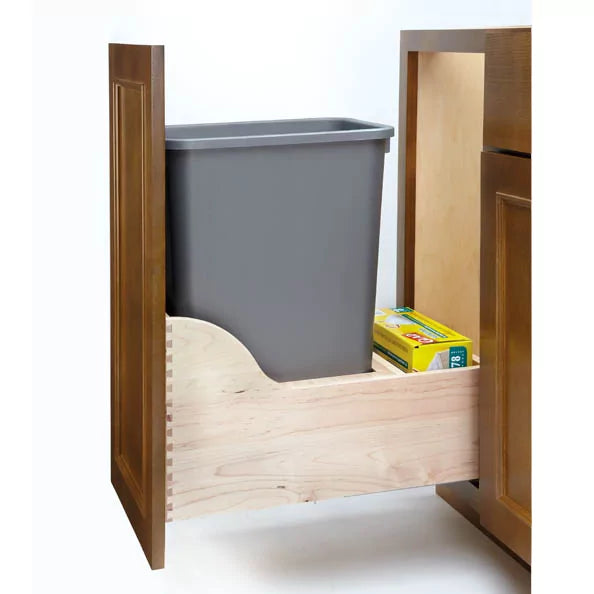 Smoky-Grey Assembled Base Cabinet Recycle Trash Can 1 Drawer Pullout 15" or 18" Wide