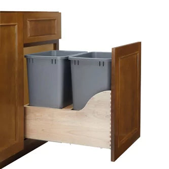 Smoky-Grey Assembled Base Cabinet Recycle Trash Can 1 Drawer Pullout 15" or 18" Wide
