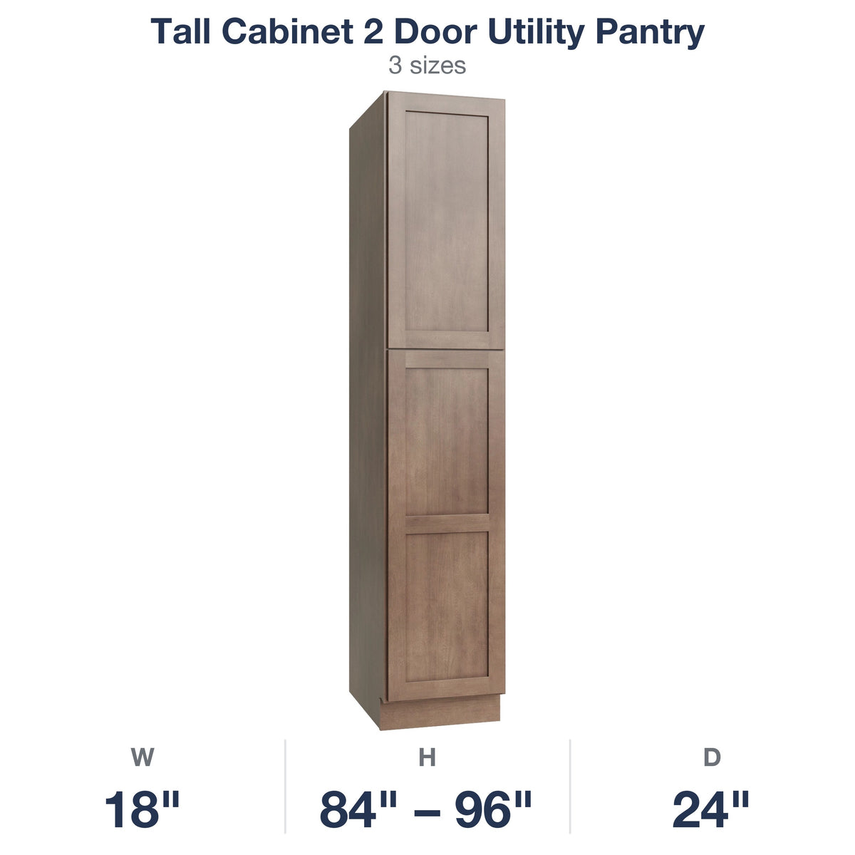 Shaker-Dakota Tall Cabinet 2 Door Utility Pantry