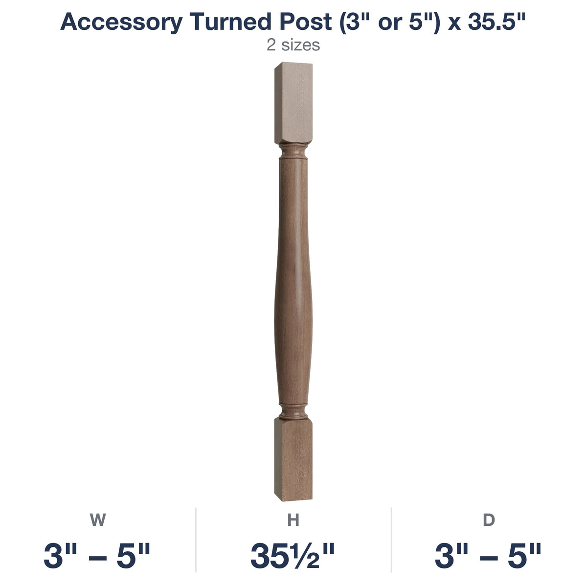 Shaker-Dakota: Accessory Turned Post (3" or 5") x 35.5"