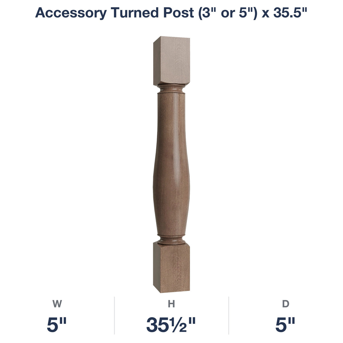 Shaker-Dakota: Accessory Turned Post (3" or 5") x 35.5"