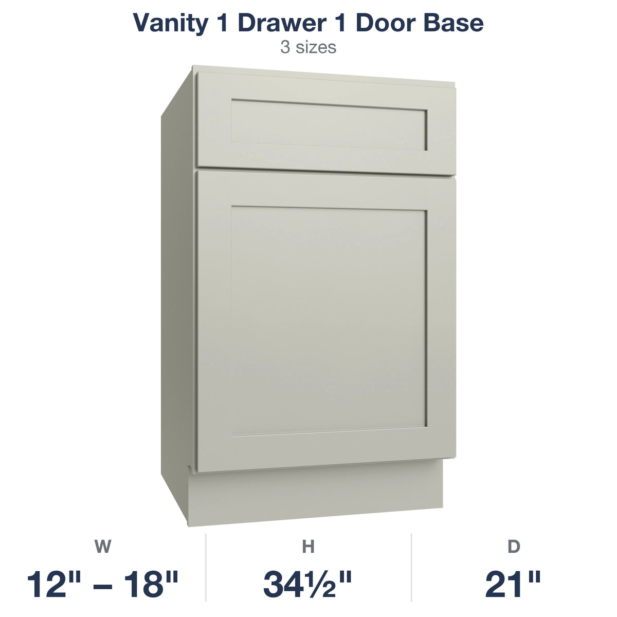 Shaker-Moss Vanity 1 Drawer 1 Door Base