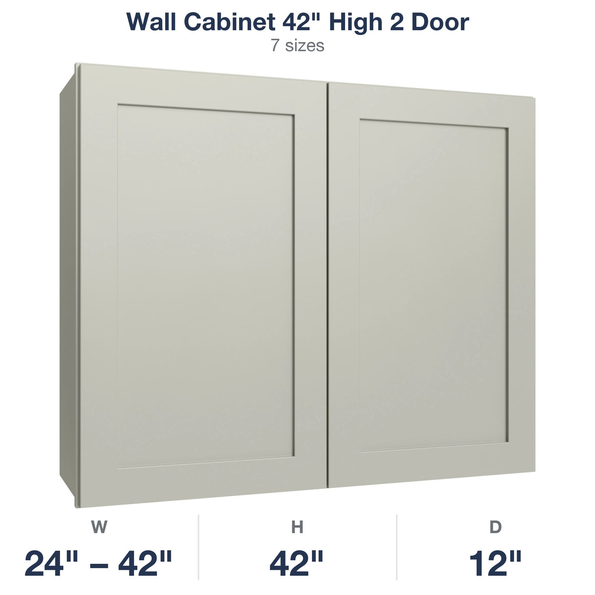 Shaker-Moss Wall Cabinet 42" High 2 Door