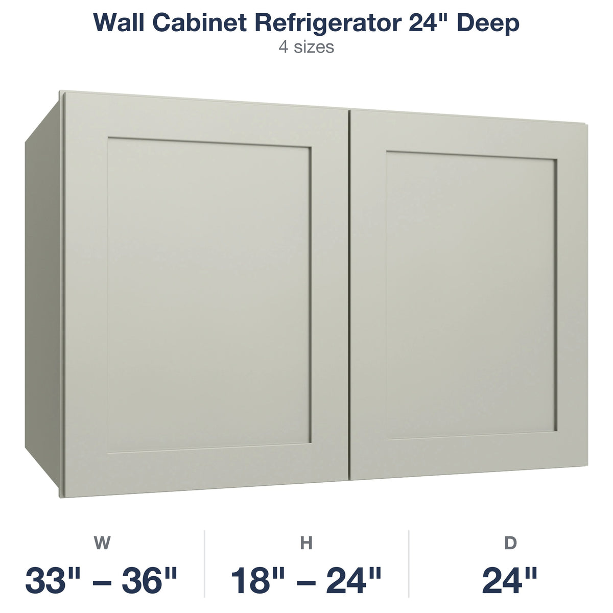 Shaker-Moss Wall Cabinet Refrigerator 24" Deep