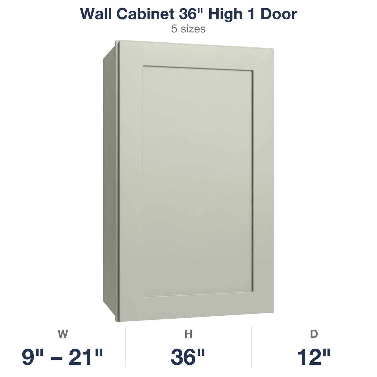Shaker-Moss Wall Cabinet 36" High 1 Door