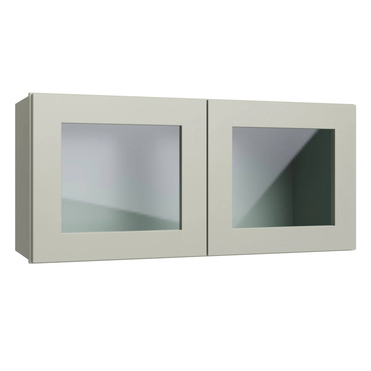 Shaker Moss Wall Cabinet Glass Stacker 15" High 2 Door (Routed for Glass)