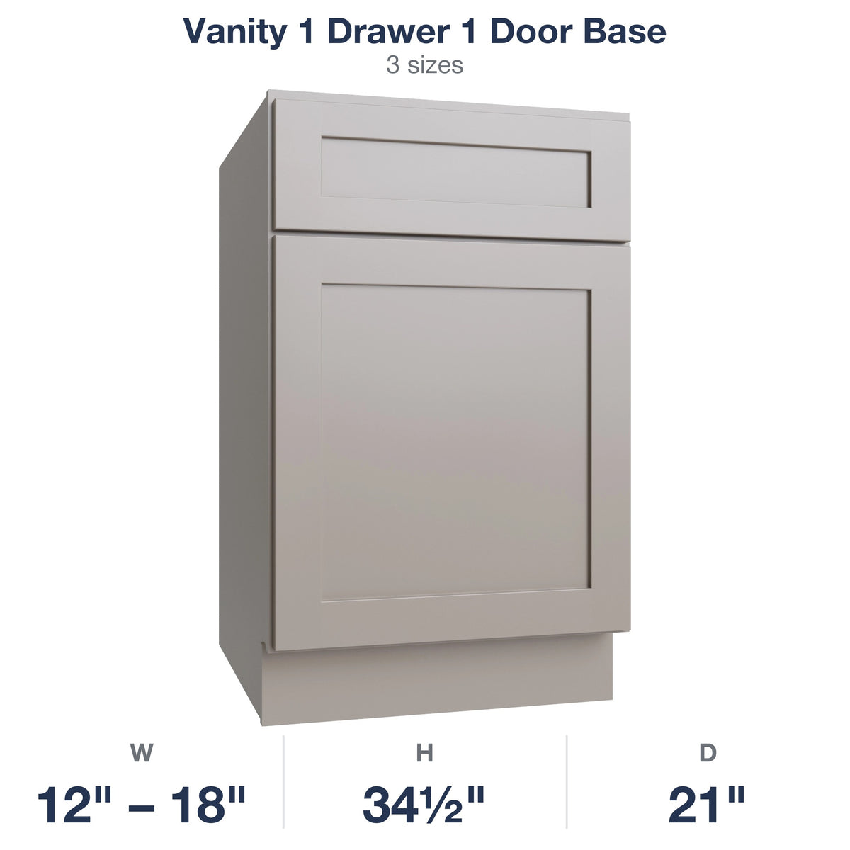 Shaker-Sand Vanity 1 Drawer 1 Door Base