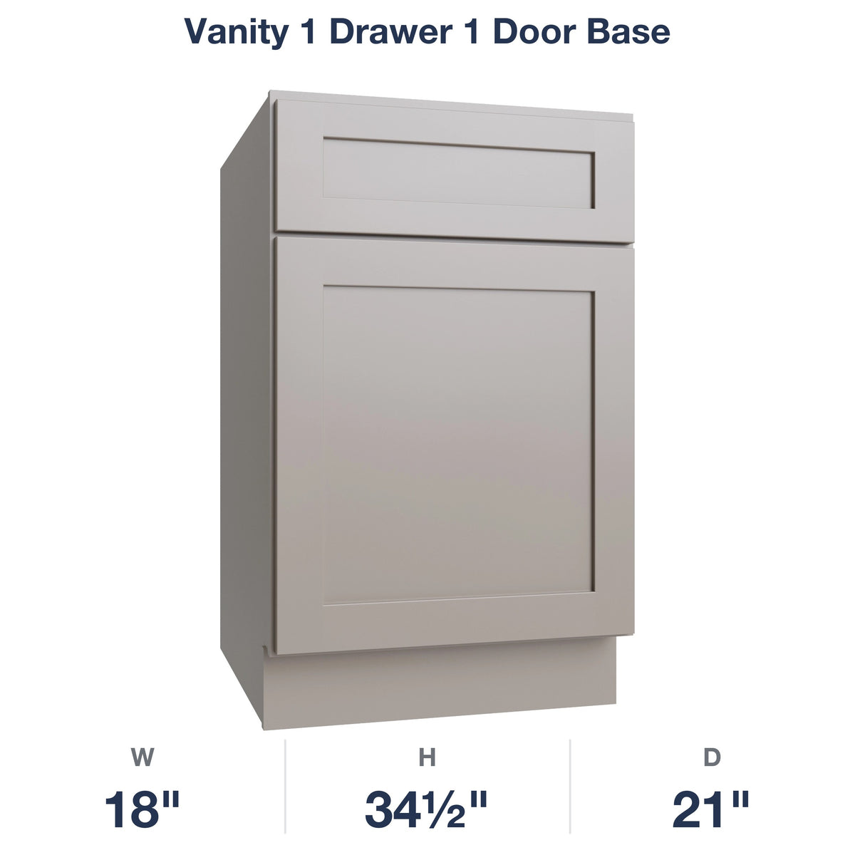Shaker-Sand Vanity 1 Drawer 1 Door Base