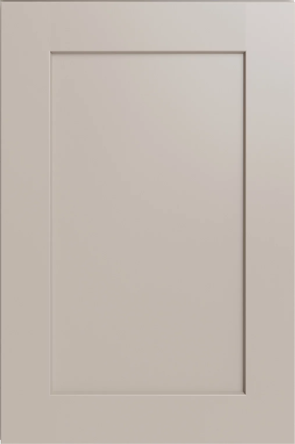 A Door Sample of cream colored RTA cabinet called Shaker Sand