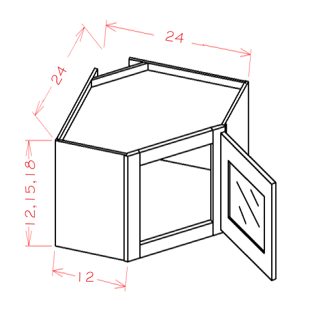 Haven Harbor Wall Cabinet Glass Stacker Corner Diagonal 1 Door (Routed for Glass) - additional view