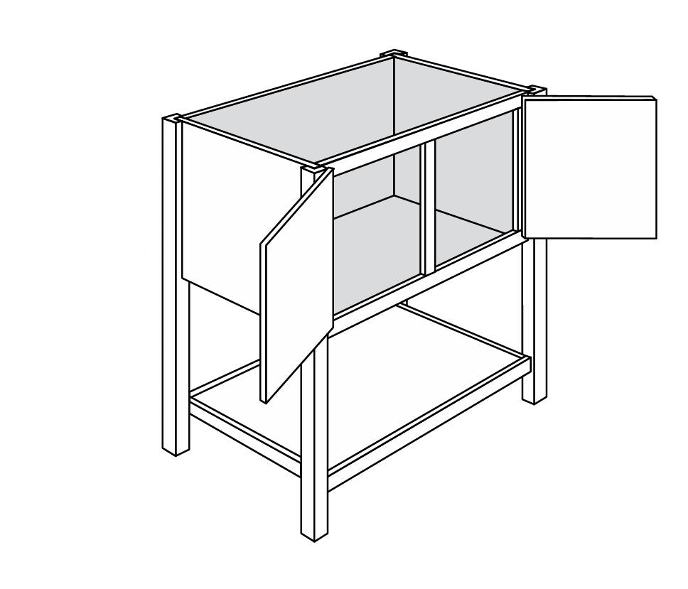 Tapered Leg Shelved Vanity