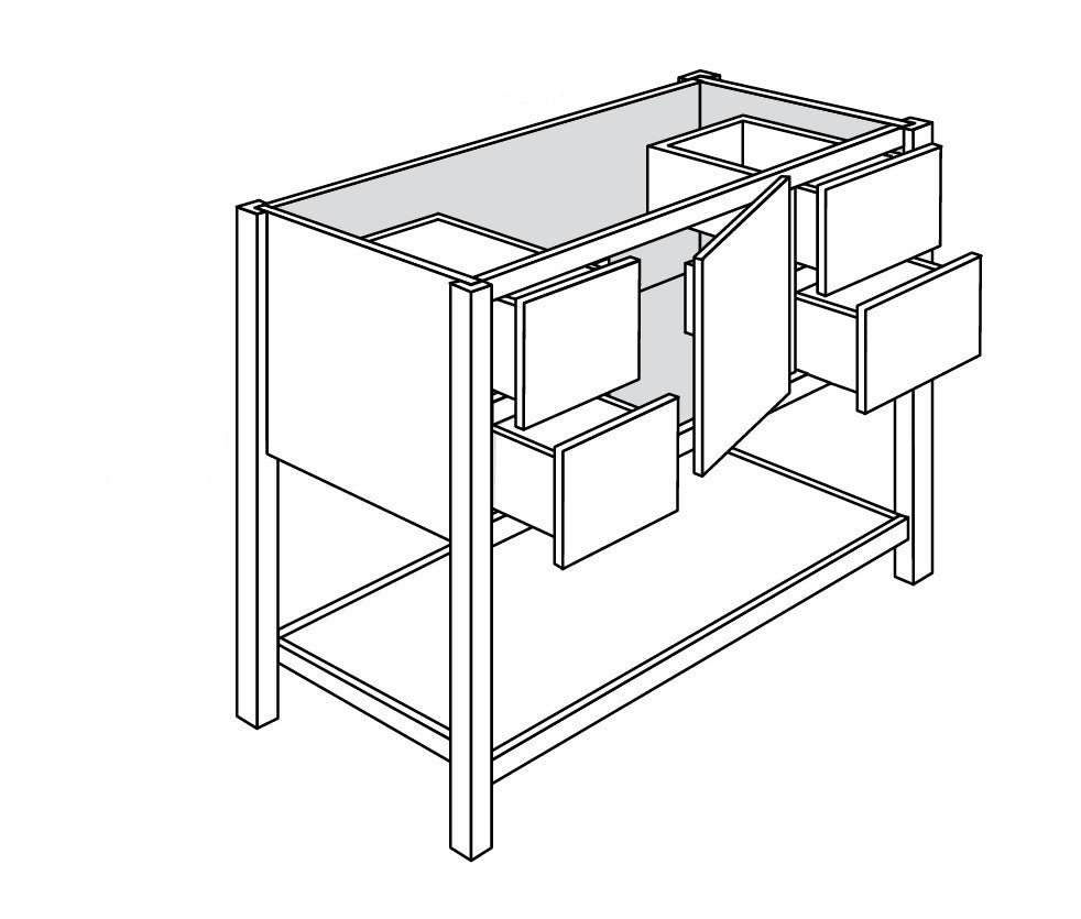 Tapered Leg Shelved Vanity 48