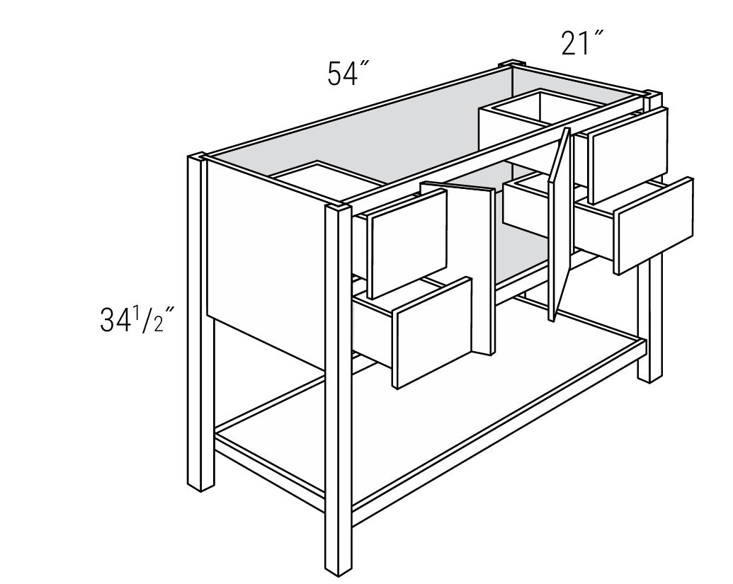 Tapered Leg Vanity 54"
