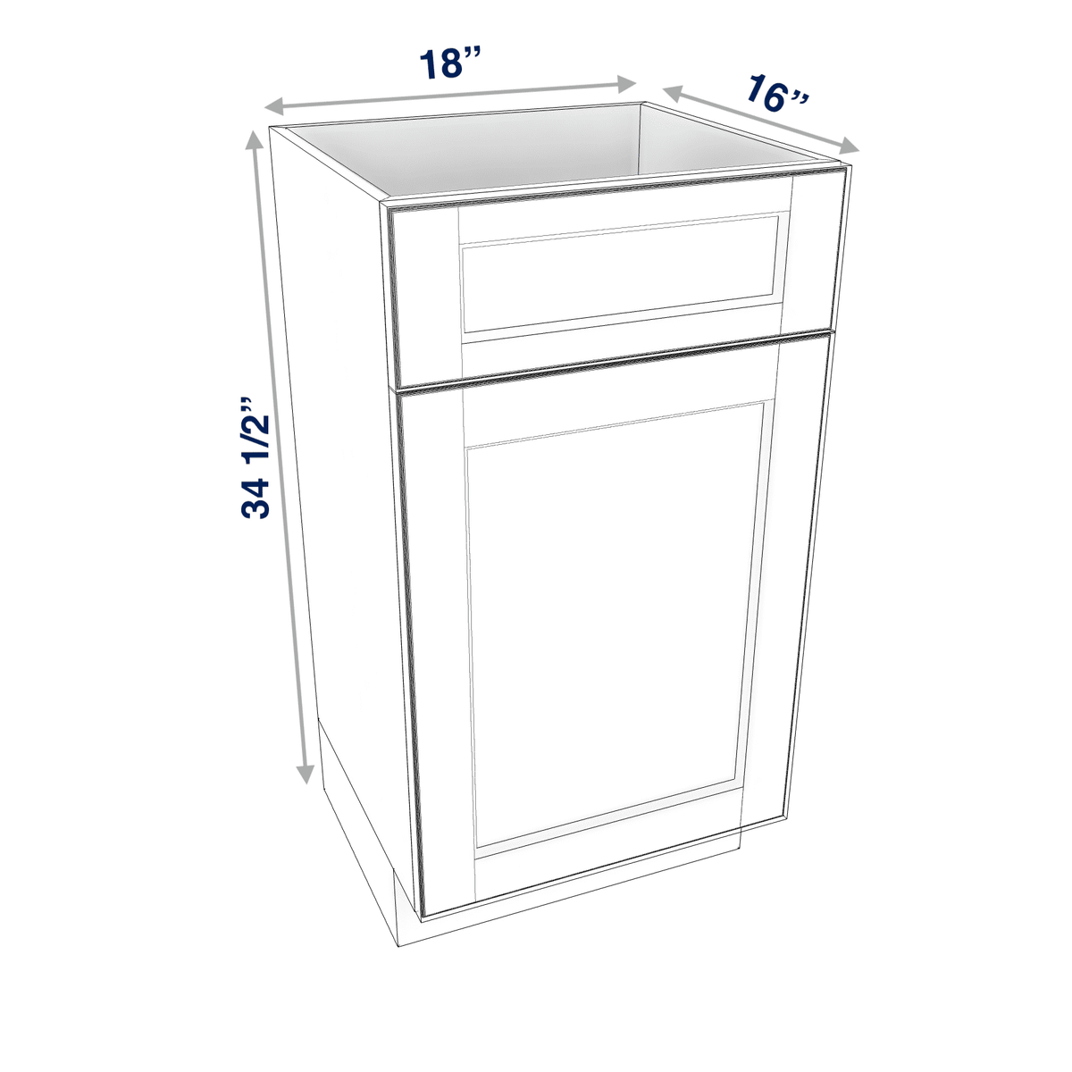 Smoky-Grey Assembled Vanity 1 Door Sink Base with Drawer Front 18" Wide X 16" Depth