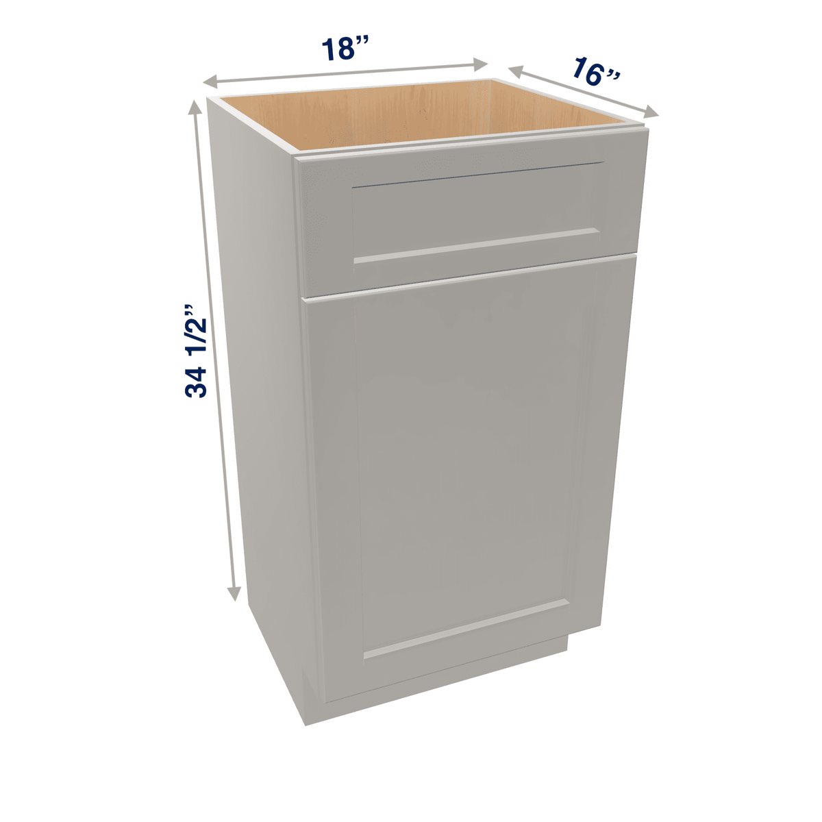 Misty-Grey Assembled Vanity 1 Door Sink Base with Drawer Front 18" Wide X 16" Depth