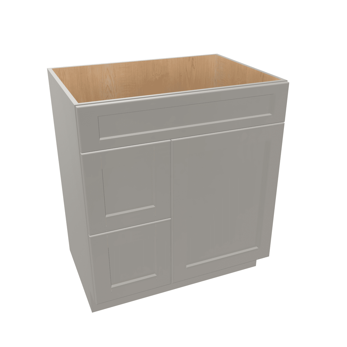 Misty-Grey Assembled Vanity Combination Base Cabinet with 1 Door 2 Drawers Left or Right