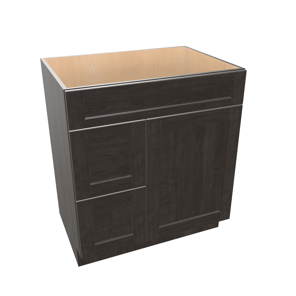 Smoky-Grey Assembled Vanity Combination Base Cabinet with 1 Door 2 Drawers Left or Right