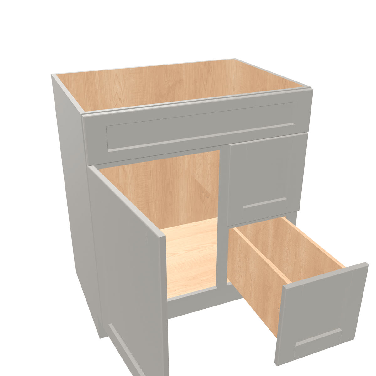 Misty-Grey Assembled Vanity Combination Base Cabinet with 1 Door 2 Drawers Left or Right