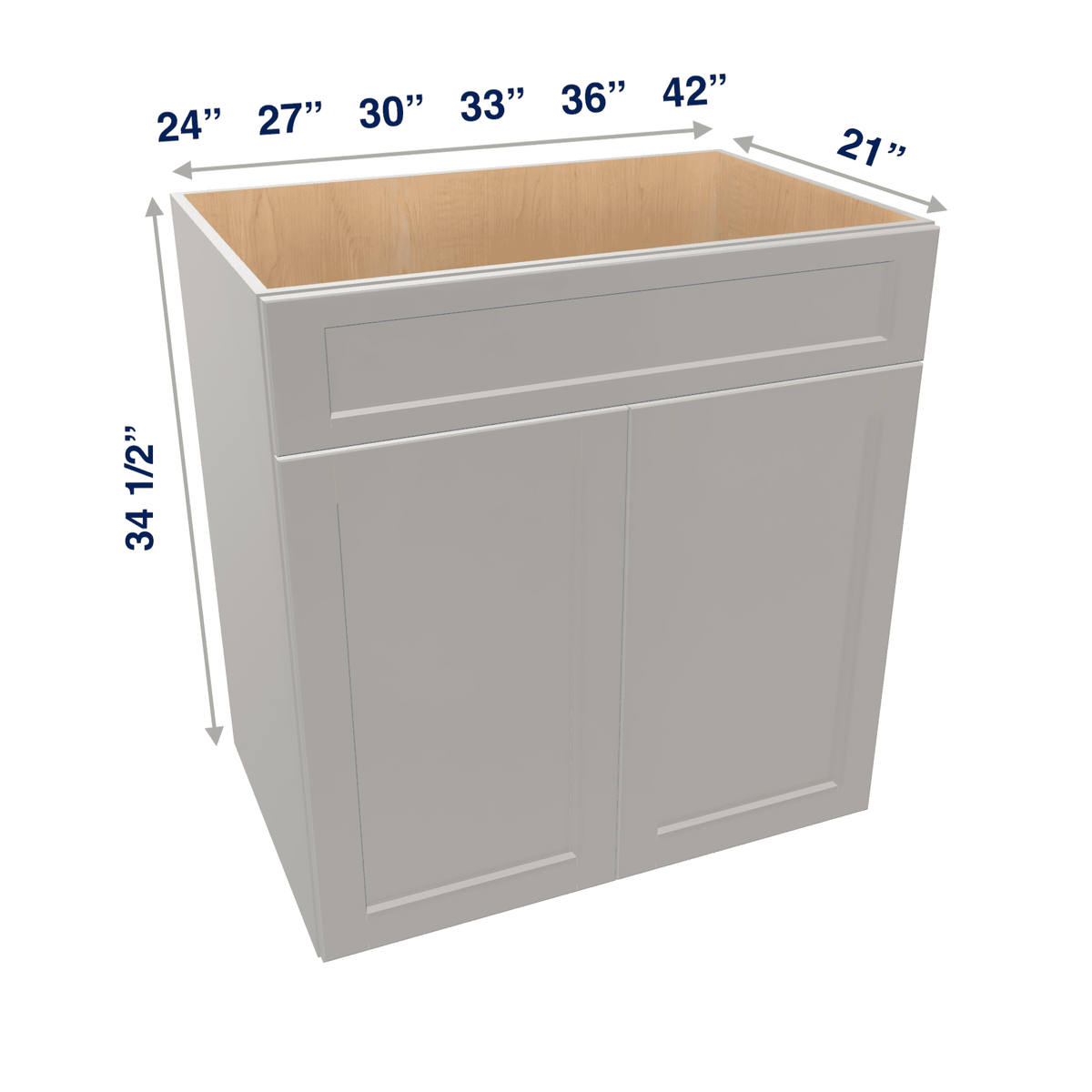 Misty-Grey Assembled Vanity 2 Door Sink Base with Drawer Front
