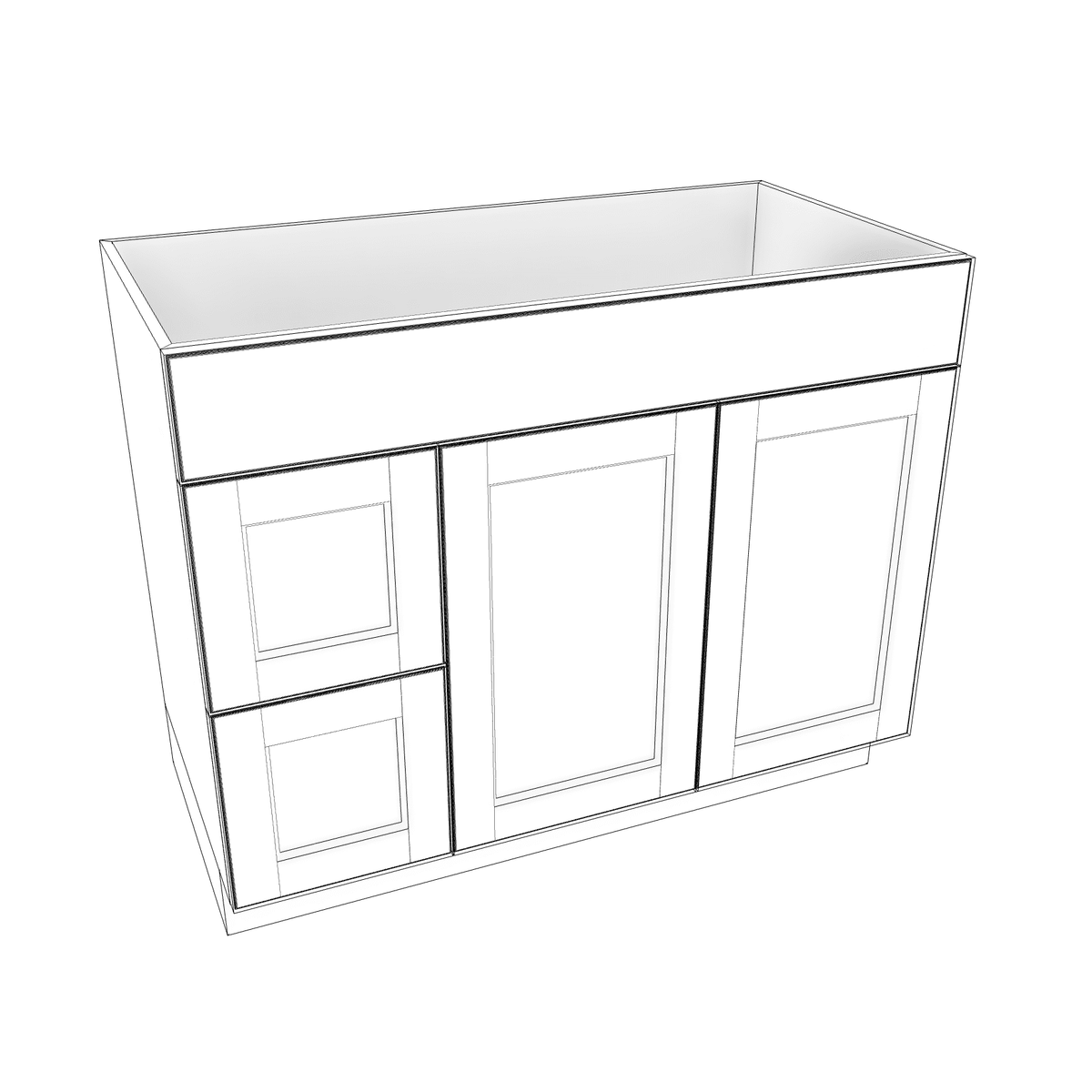 Smoky-Grey Assembled Vanity Combination Base Cabinet with 2 Doors 2 Drawers Left or Right
