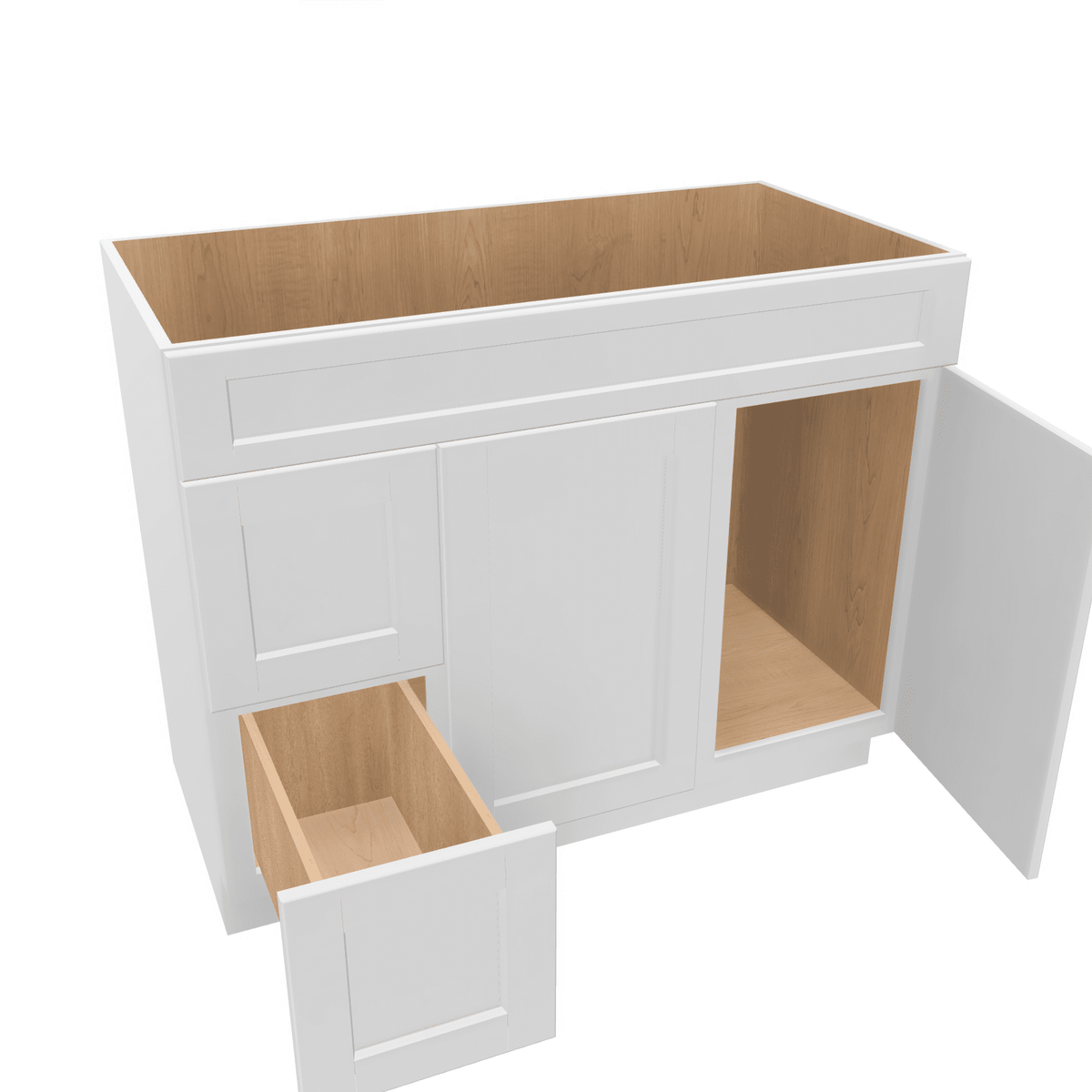 Luxor-White Assembled Vanity Combination Base Cabinet with 2 Doors 2 Drawers Left or Right