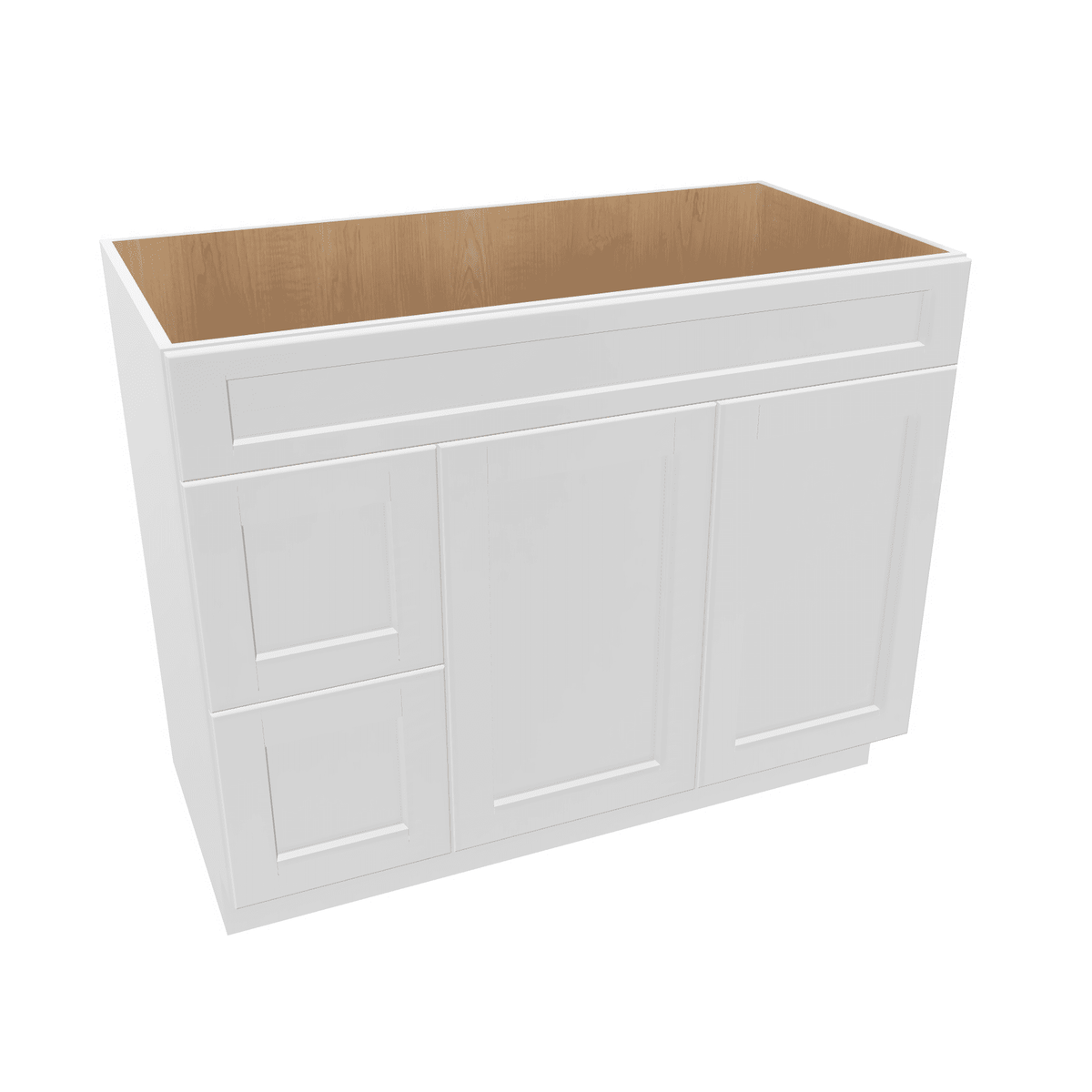 Luxor-White Assembled Vanity Combination Base Cabinet with 2 Doors 2 Drawers Left or Right