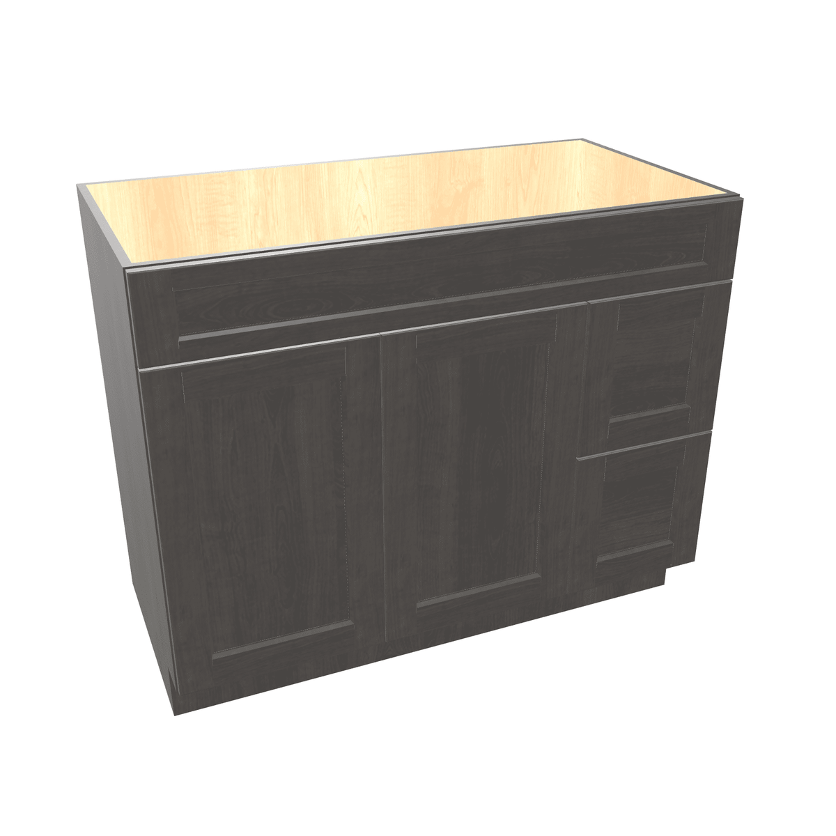Smoky-Grey Assembled Vanity Combination Base Cabinet with 2 Doors 2 Drawers Left or Right