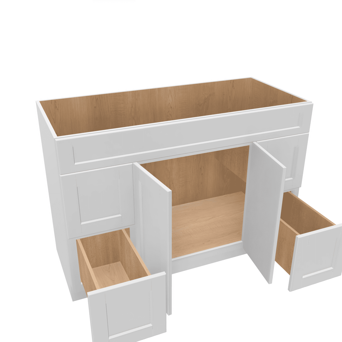 Luxor-White Assembled Vanity Combination Base Cabinets 48" - 60" Wide 2 Door 4 Drawer