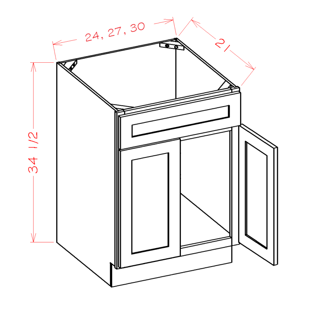 Vanity 2 Door Sink Base with Drawer Front