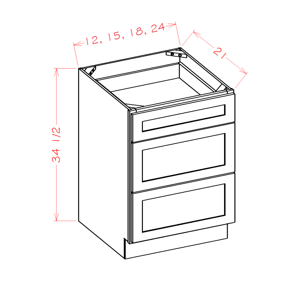 Vanity 3 Drawer Base Cabinet