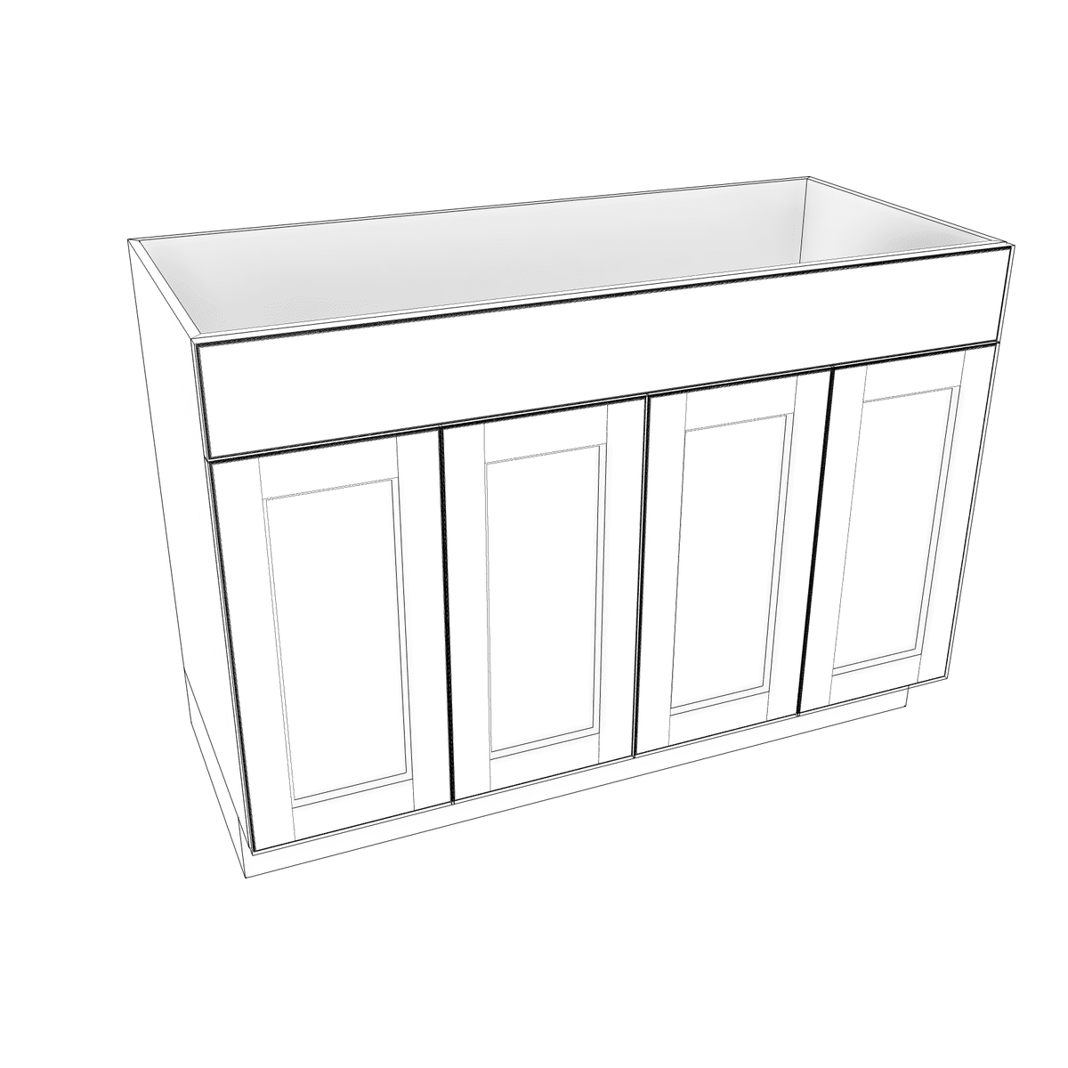 Smoky-Grey Assembled Vanity Combination Base Cabinets 48" Wide 4 Door