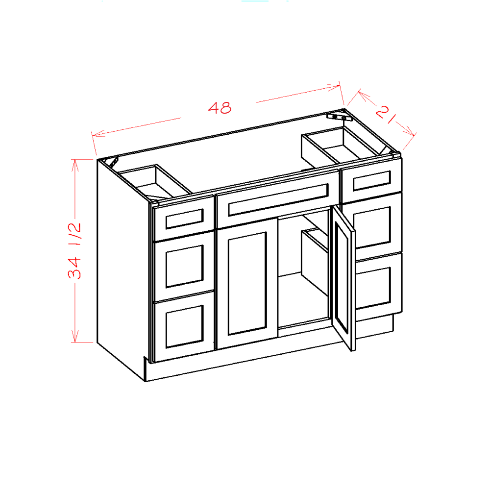 Vanity 48 inches wide 6 drawer Product Image 1