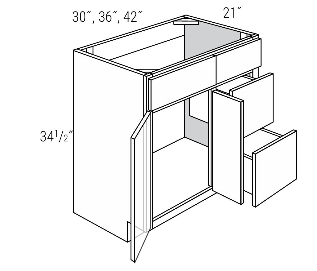 Vanity Combo Base Cabinet with 2 Drawers Left or Right
