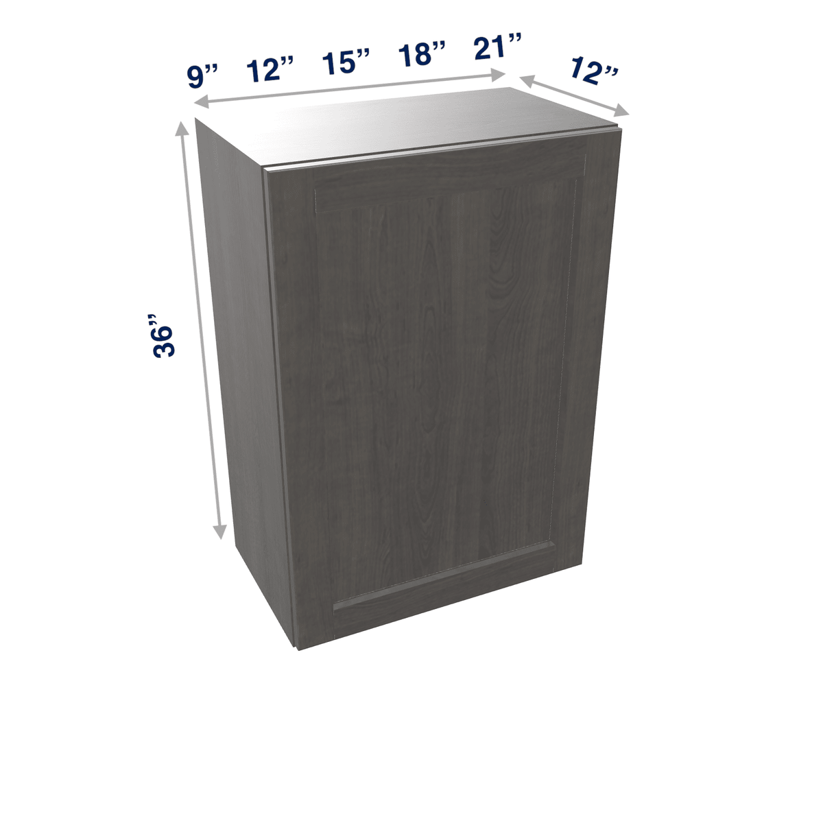 Smoky-Grey Assembled Wall Cabinet 1 Door 36" High