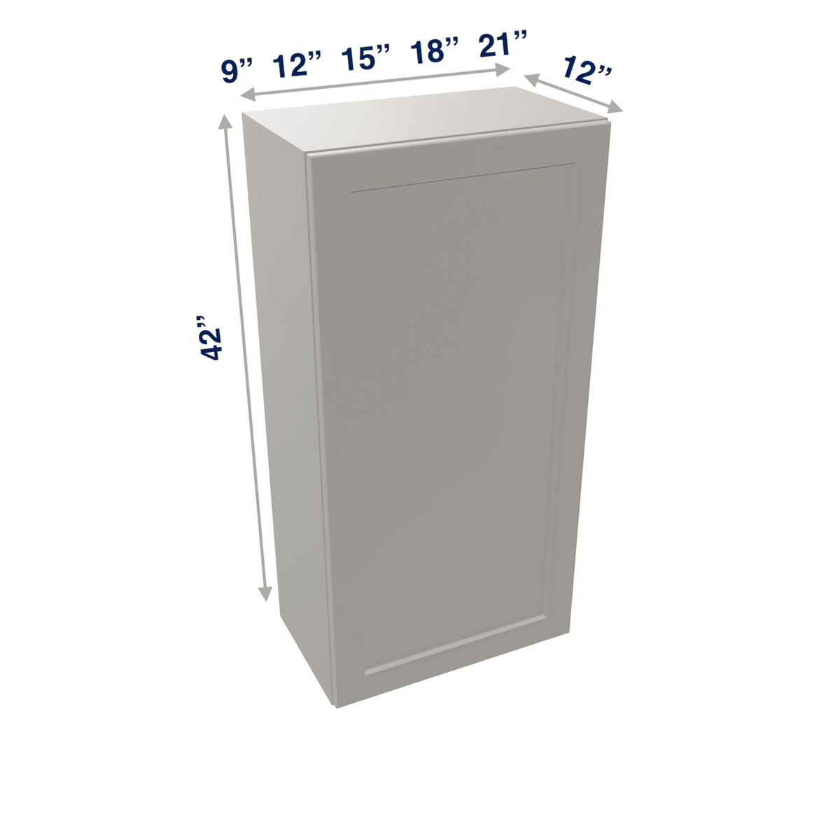 Misty-Grey Assembled Wall Cabinet 1 Door 42" High