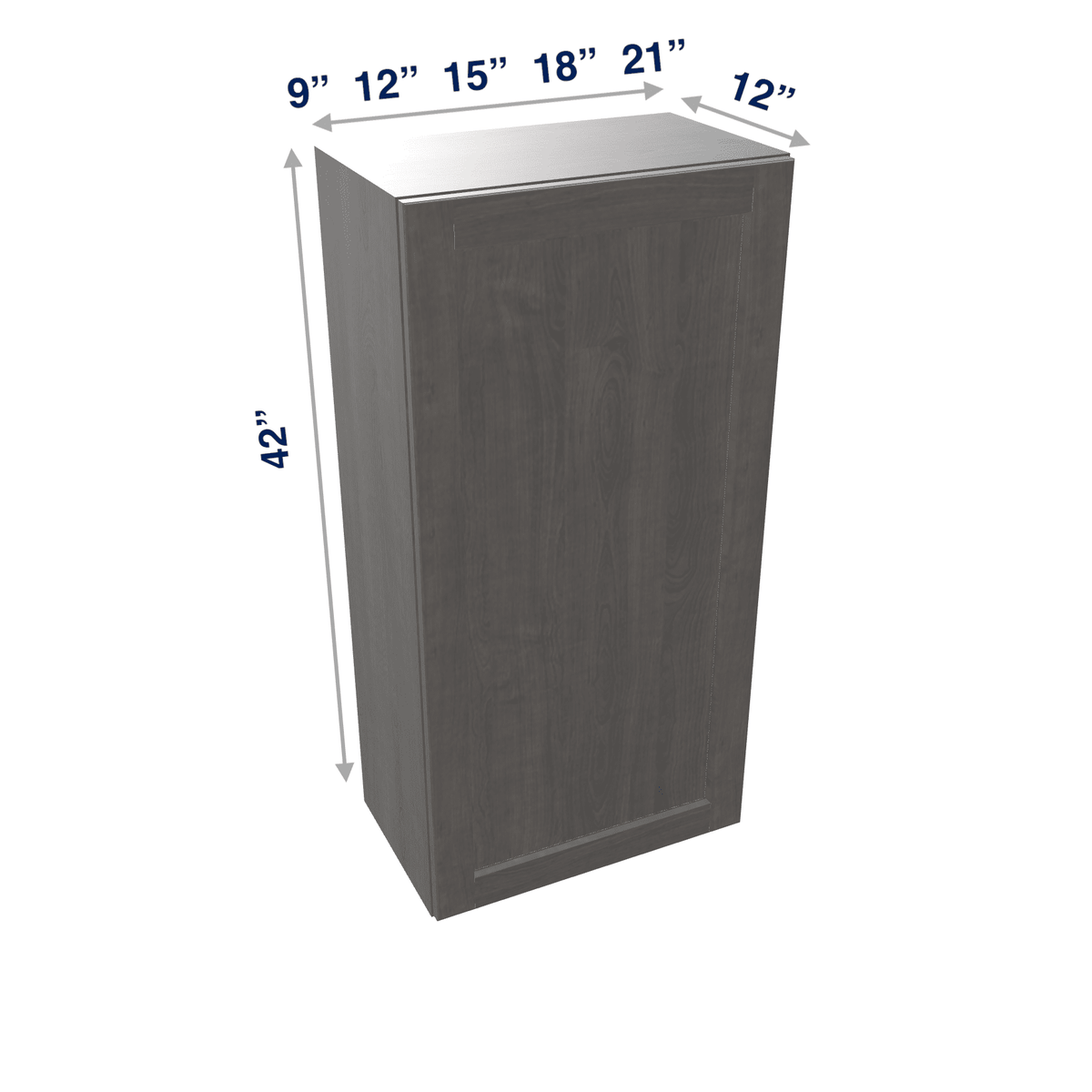 Smoky-Grey Assembled Wall Cabinet 1 Door 42" High