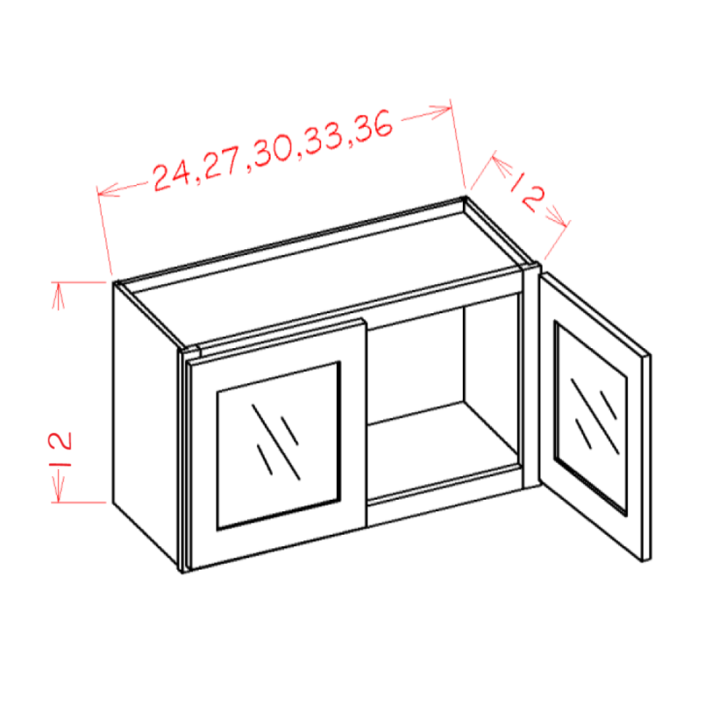 Haven Ridge Wall Cabinet Glass Stacker 12" High 2 Door (Routed for Glass) - additional view