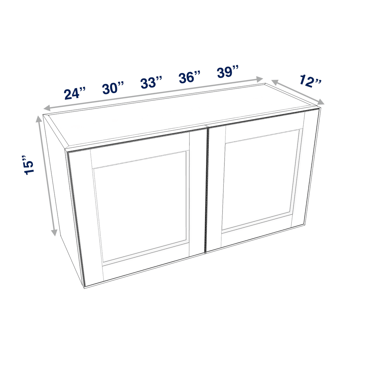 Smoky-Grey Assembled Wall Cabinet Abridged 15" High 2 Door