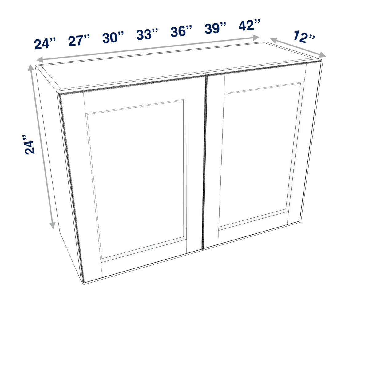 Smoky-Grey Assembled Wall Cabinet Abridged 24" High 2 Door