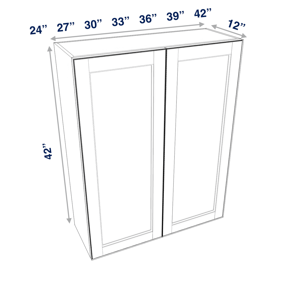 Smoky-Grey Assembled Wall Cabinet 2 Door 42" High