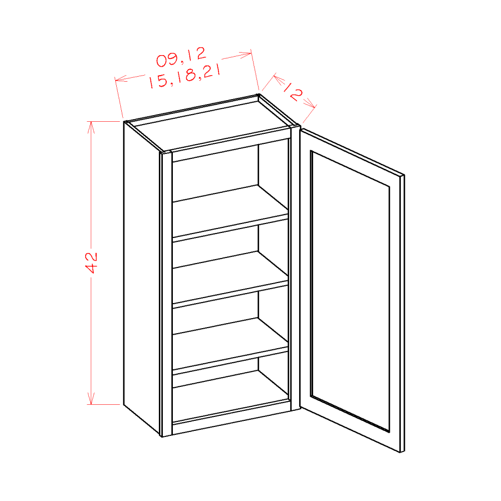 Wall Cabinet 42" High 1 Door