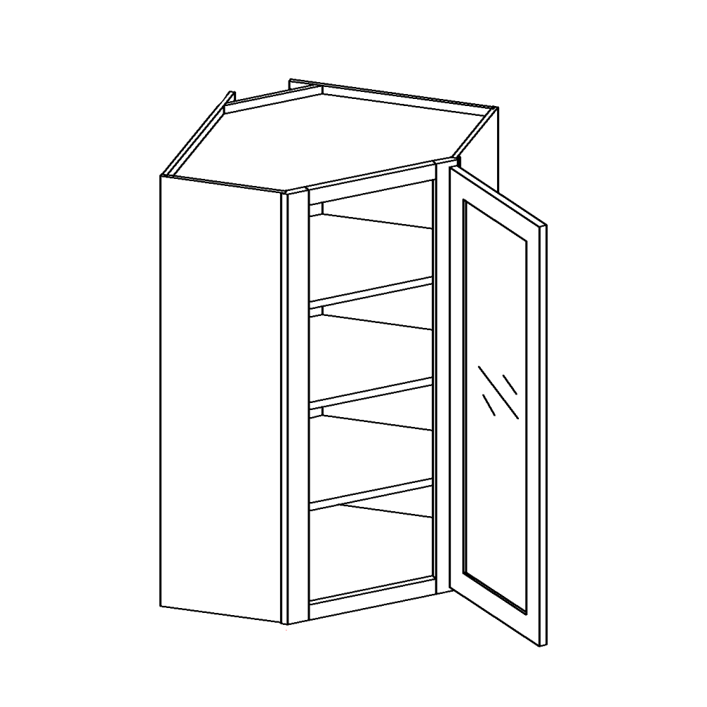 Oxford Sage Wall Cabinet Glass Corner Diagonal 1 Door 24" Deep (Routed for Glass)