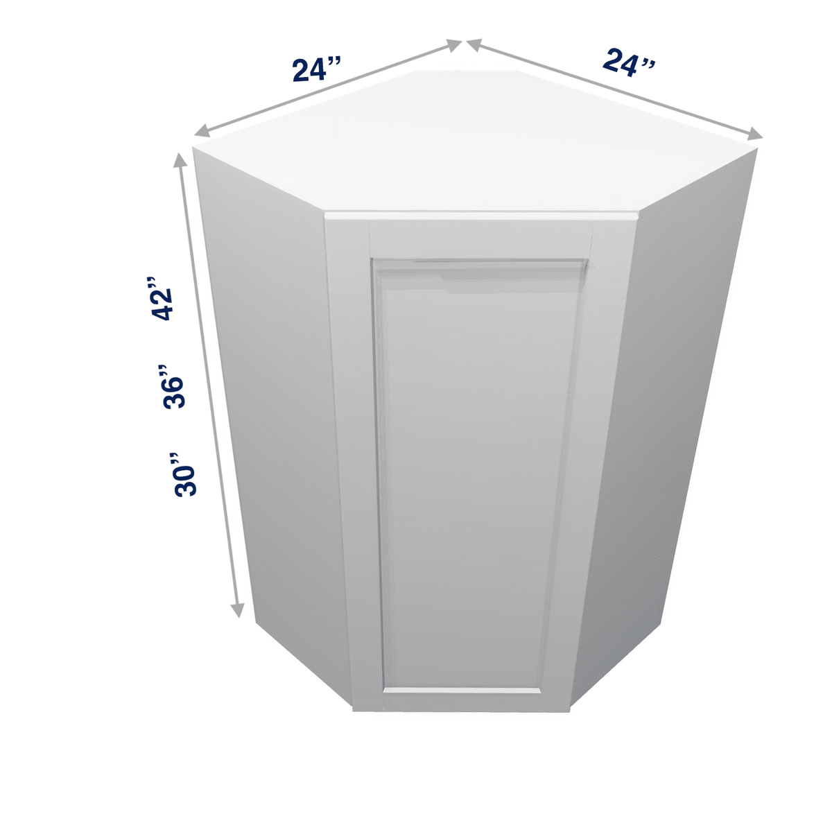 Luxor-White Assembled Wall Cabinet Corner Diagonal 24" Deep
