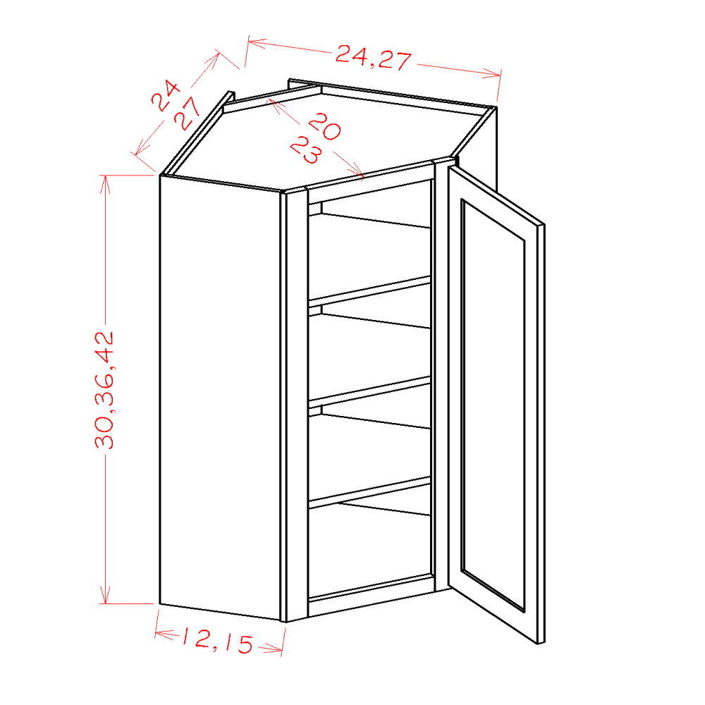 Haven Ridge Wall Cabinet Corner Diagonal 24" Deep - additional view
