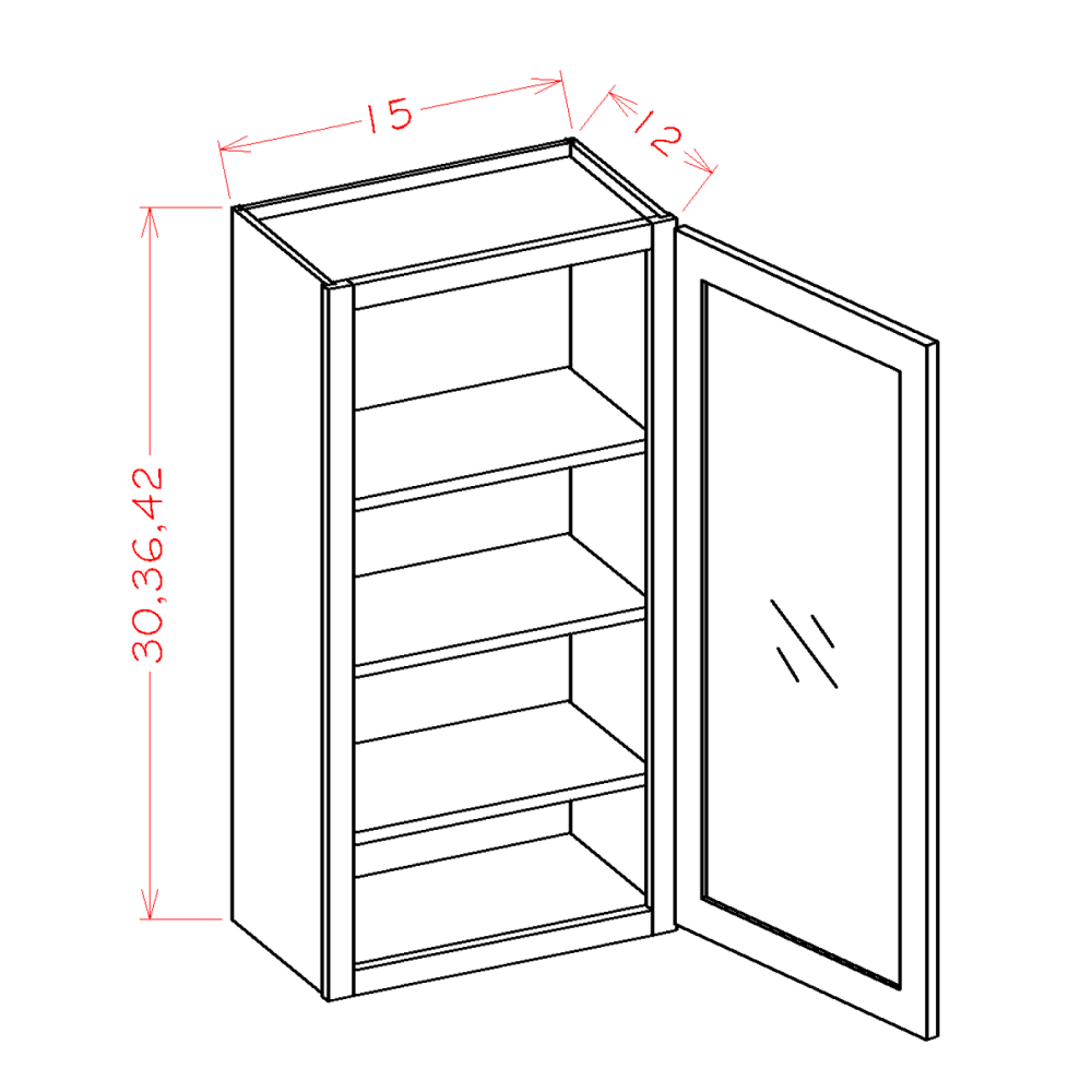 Haven Ridge Wall Cabinet Glass 1 Door 15" Wide (Routed for Glass) - additional view