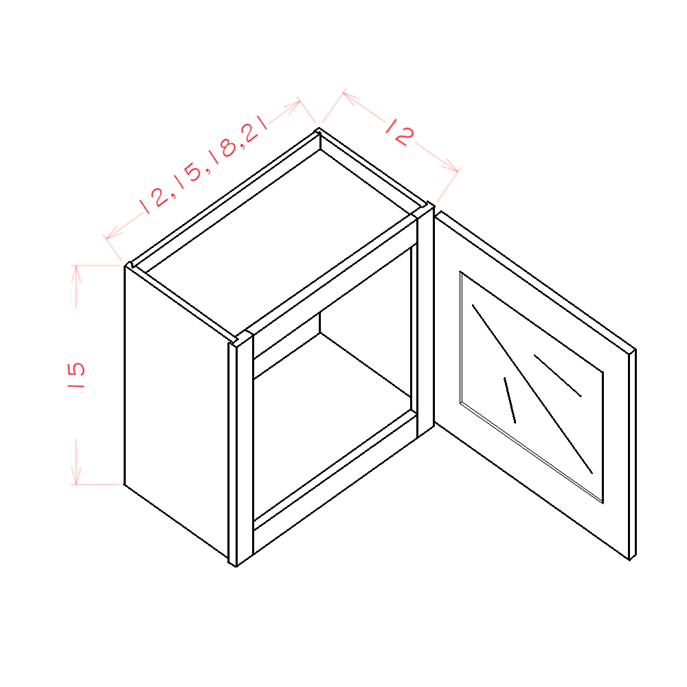 Haven Ridge Wall Cabinet Glass Stacker 15" High 1 Door (Routed for Glass) - additional view