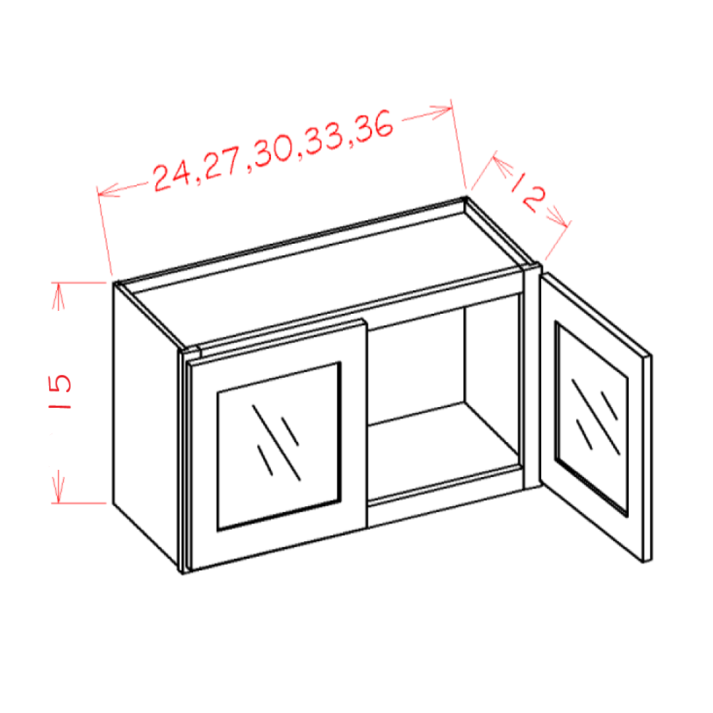 Haven Ridge Wall Cabinet Glass Stacker 15" High 2 Door (Routed for Glass) - additional view