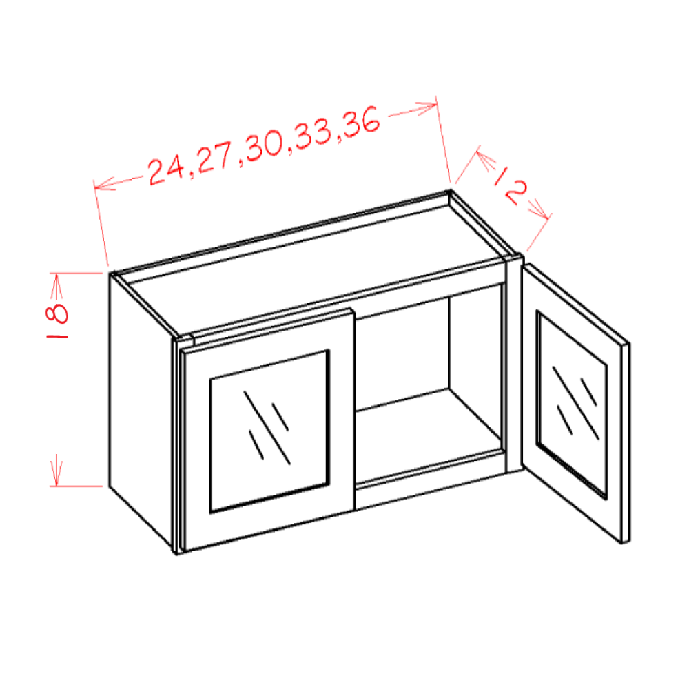 Haven Harbor Wall Cabinet Glass Stacker 18" High 2 Door (Routed for Glass) - additional view